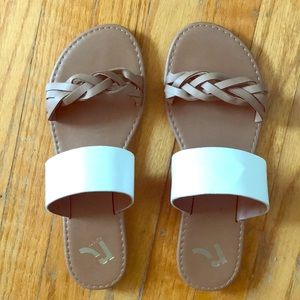 Faux leather slides